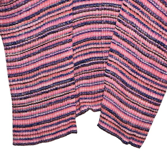 Gap Cardigan Sweater Women Small Pink White Striped Knit Open Front Cotton - Picture 2 of 9